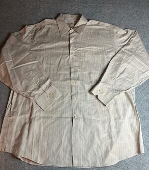Tommy Bahama Men’s Long Sleeve Shirt Ivory Plaid 100% Cotton 17 34-35 B250